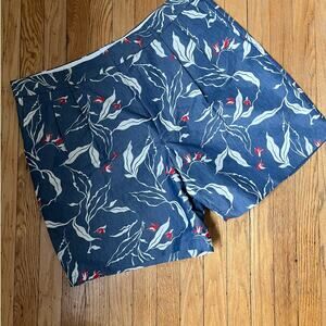 Rag & Bone High Waisted Double Pleated Mens Shorts in Bird Floral